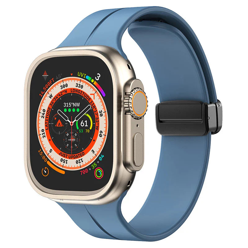 Straplix Magnetic Folding Silicone Band for Apple Watch – Simple Soft Strap Compatible with 40mm 41mm 42mm 44mm 45mm 46mm 49mm