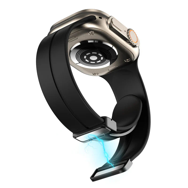 Straplix Magnetic Folding Silicone Band for Apple Watch – Simple Soft Strap Compatible with 40mm 41mm 42mm 44mm 45mm 46mm 49mm