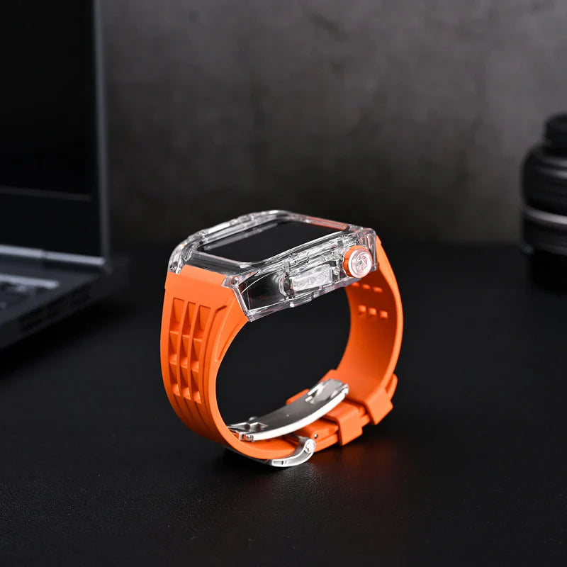 Straplix RM V30 Glacier Series Fluoroelastomer Band with Case for Apple Watch – Premium Retrofit Kit Compatible with 44mm 45mm