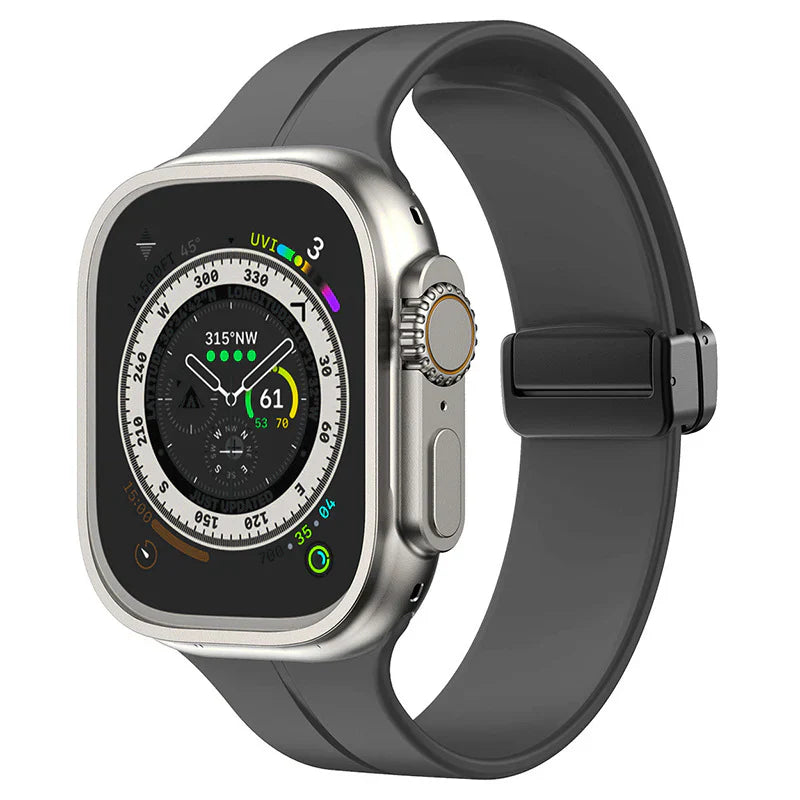Straplix Magnetic Folding Silicone Band for Apple Watch – Simple Soft Strap Compatible with 40mm 41mm 42mm 44mm 45mm 46mm 49mm