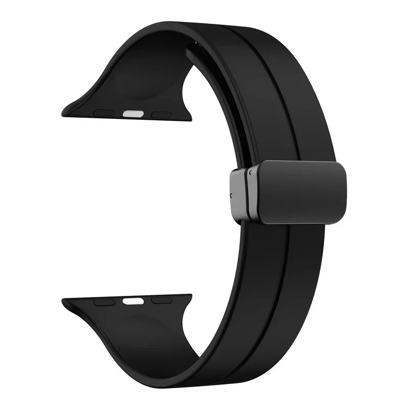 Straplix Magnetic Folding Silicone Band for Apple Watch – Simple Soft Strap Compatible with 40mm 41mm 42mm 44mm 45mm 46mm 49mm
