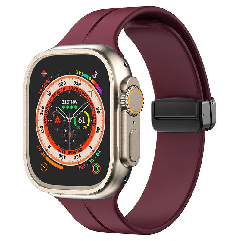 Straplix Magnetic Folding Silicone Band for Apple Watch – Simple Soft Strap Compatible with 40mm 41mm 42mm 44mm 45mm 46mm 49mm