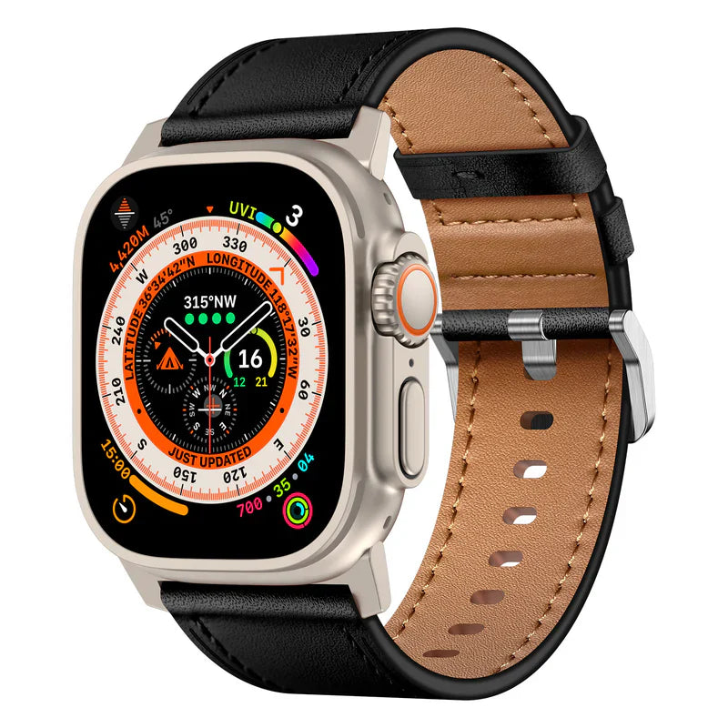 Straplix Wilderness Leather Band for Apple Watch – Vintage Genuine Leather Strap Compatible with 44mm 45mm 46mm 49mm