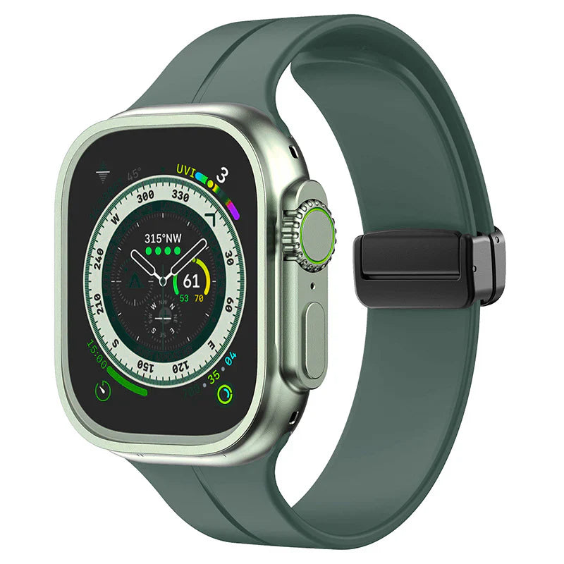 Straplix Magnetic Folding Silicone Band for Apple Watch – Simple Soft Strap Compatible with 40mm 41mm 42mm 44mm 45mm 46mm 49mm