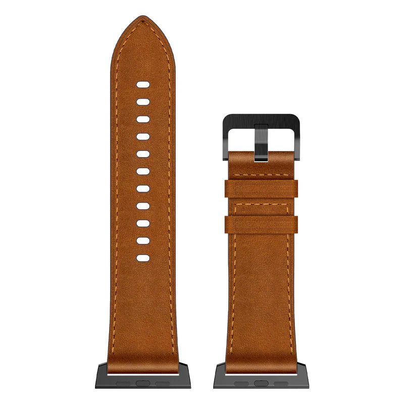 Straplix Wilderness Leather Band for Apple Watch – Vintage Genuine Leather Strap Compatible with 44mm 45mm 46mm 49mm