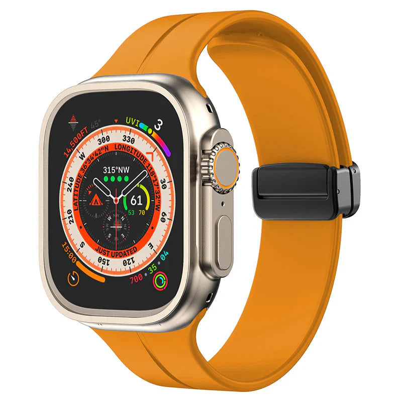 Straplix Magnetic Folding Silicone Band for Apple Watch – Simple Soft Strap Compatible with 40mm 41mm 42mm 44mm 45mm 46mm 49mm