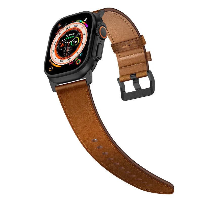 Straplix Wilderness Leather Band for Apple Watch – Vintage Genuine Leather Strap Compatible with 44mm 45mm 46mm 49mm