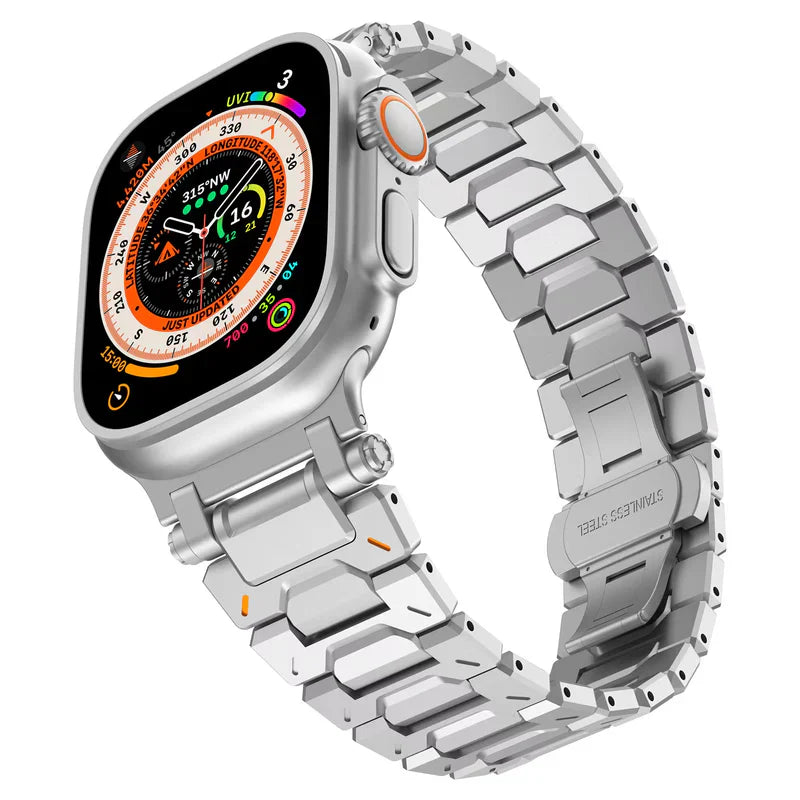 Straplix Explorer Stainless Steel Band for Apple Watch – Rugged Metal Strap Compatible with 44mm 45mm 46mm 49mm