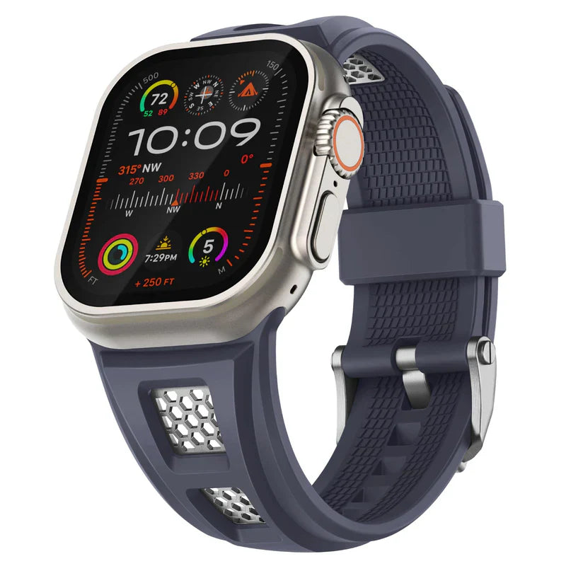 Straplix Grid Rugged Silicone Band for Apple Watch – Durable Sport Strap Compatible with 44mm 45mm 46mm 49mm