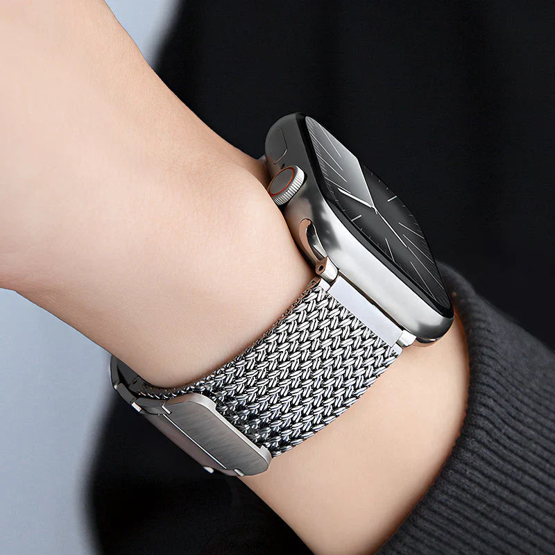 Straplix Stainless Steel Braided Magnetic Band for Apple Watch – Woven Metal Strap Compatible with 40mm 41mm 42mm 44mm 45mm 46mm 49mm