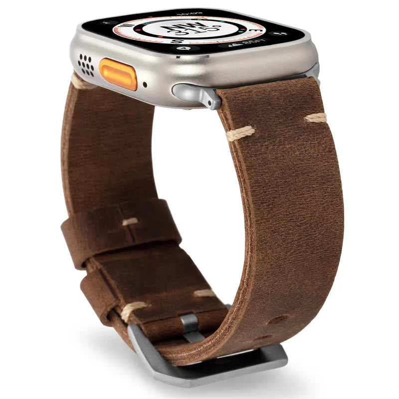 Straplix Vintage Leather Band for Apple Watch – Genuine Leather Strap Compatible with 40mm 41mm 42mm 44mm 45mm 46mm 49mm