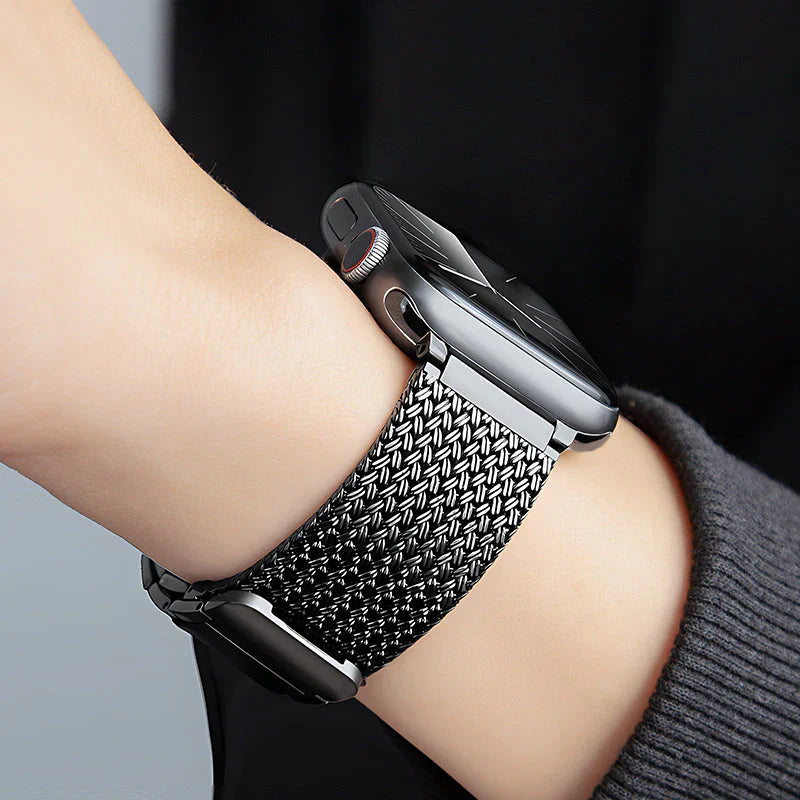 Straplix Stainless Steel Braided Magnetic Band for Apple Watch – Woven Metal Strap Compatible with 40mm 41mm 42mm 44mm 45mm 46mm 49mm