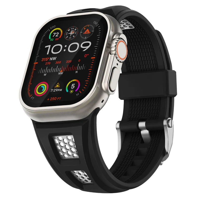 Straplix Grid Rugged Silicone Band for Apple Watch – Durable Sport Strap Compatible with 44mm 45mm 46mm 49mm