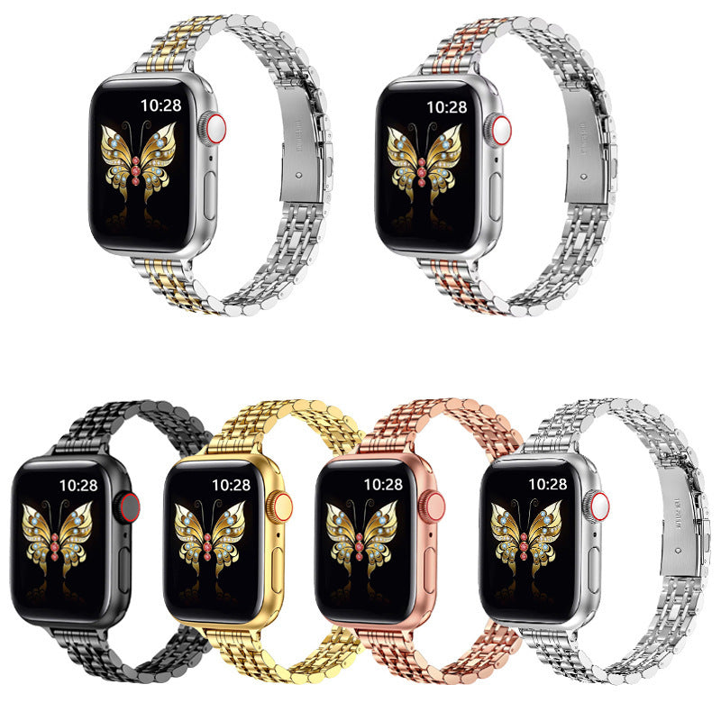 Straplix Slim Metal Band for Apple Watch – Lightweight Stainless Steel Strap Compatible with 38mm 40mm 41mm 42mm 44mm 45mm 46mm 49mm
