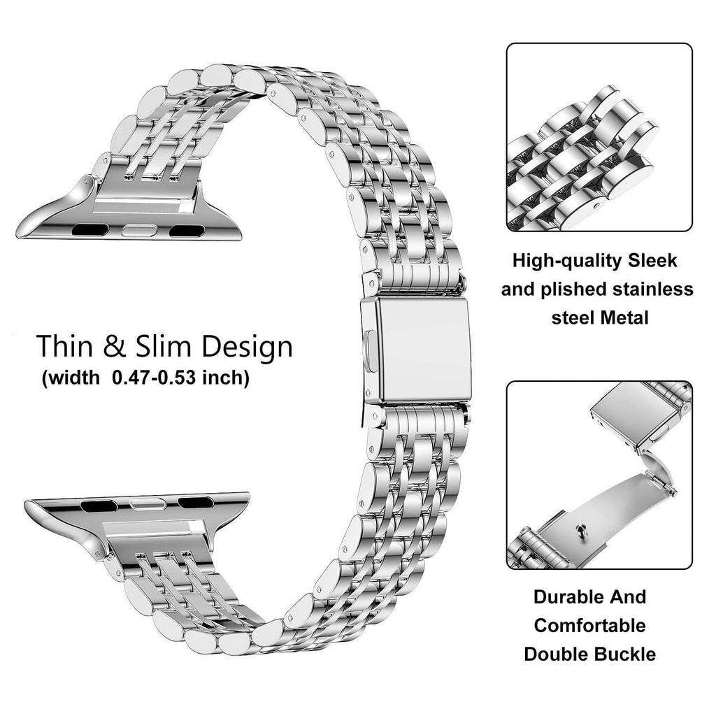Straplix Slim Metal Band for Apple Watch – Lightweight Stainless Steel Strap Compatible with 38mm 40mm 41mm 42mm 44mm 45mm 46mm 49mm