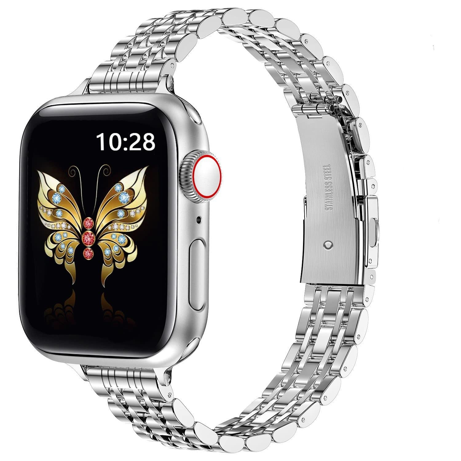 Straplix Slim Metal Band for Apple Watch – Lightweight Stainless Steel Strap Compatible with 38mm 40mm 41mm 42mm 44mm 45mm 46mm 49mm