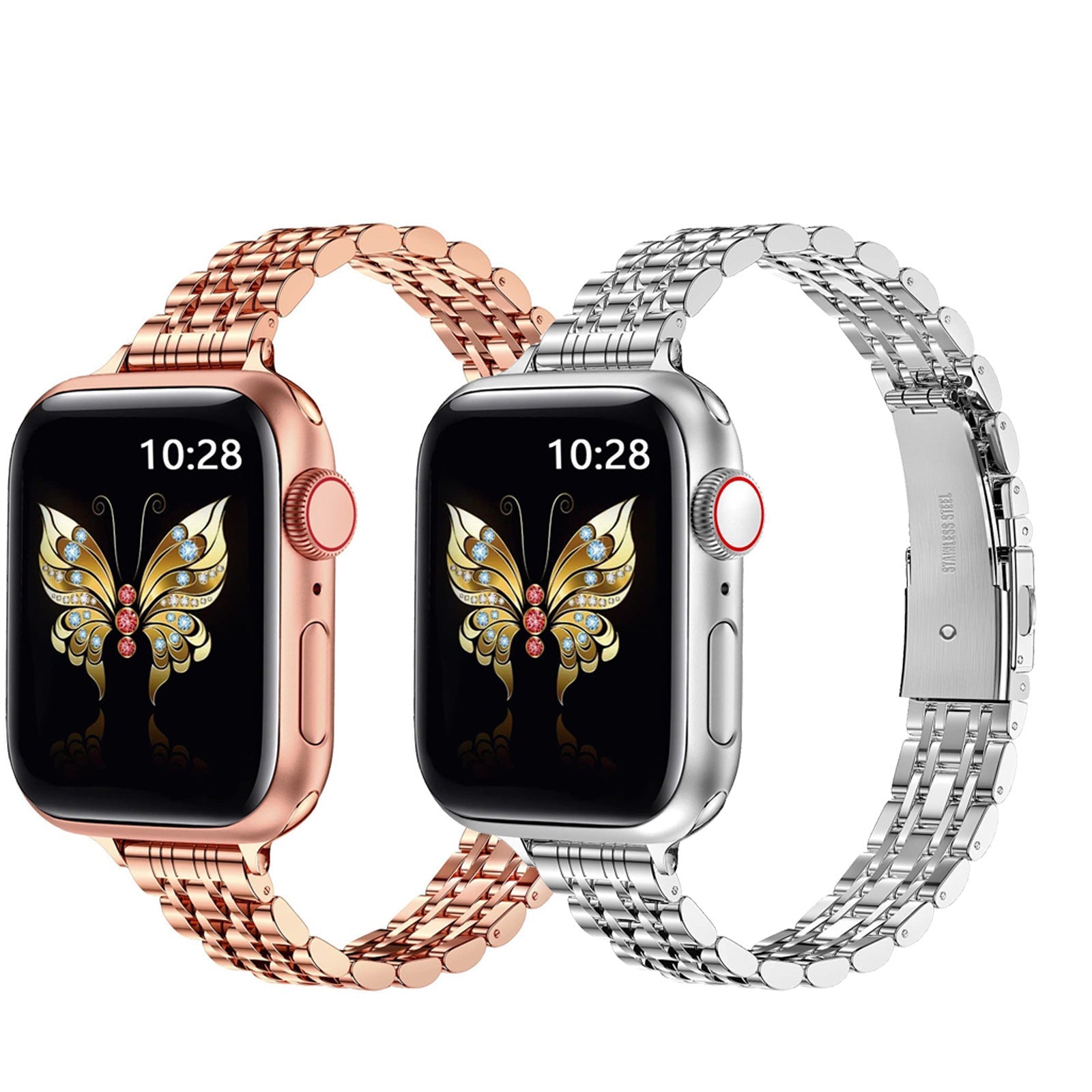 Straplix Slim Metal Band for Apple Watch – Lightweight Stainless Steel Strap Compatible with 38mm 40mm 41mm 42mm 44mm 45mm 46mm 49mm