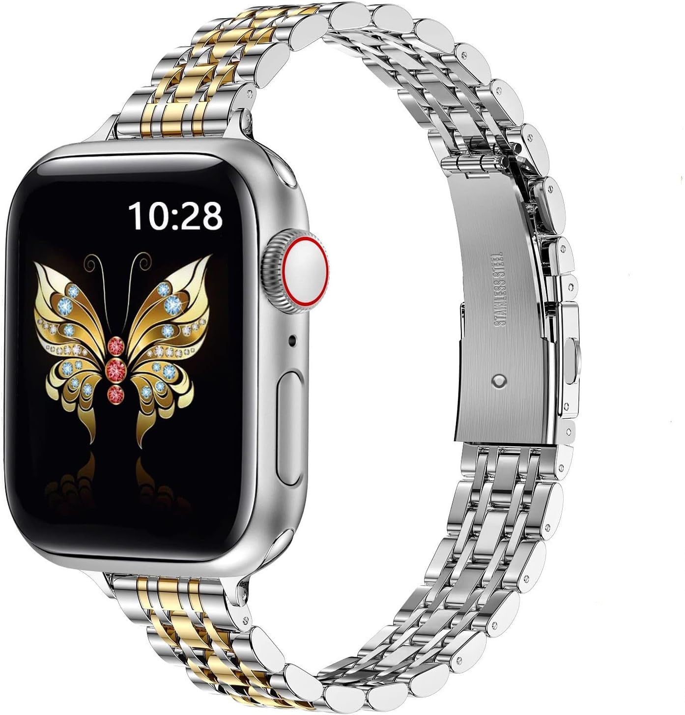 Straplix Slim Metal Band for Apple Watch – Lightweight Stainless Steel Strap Compatible with 38mm 40mm 41mm 42mm 44mm 45mm 46mm 49mm