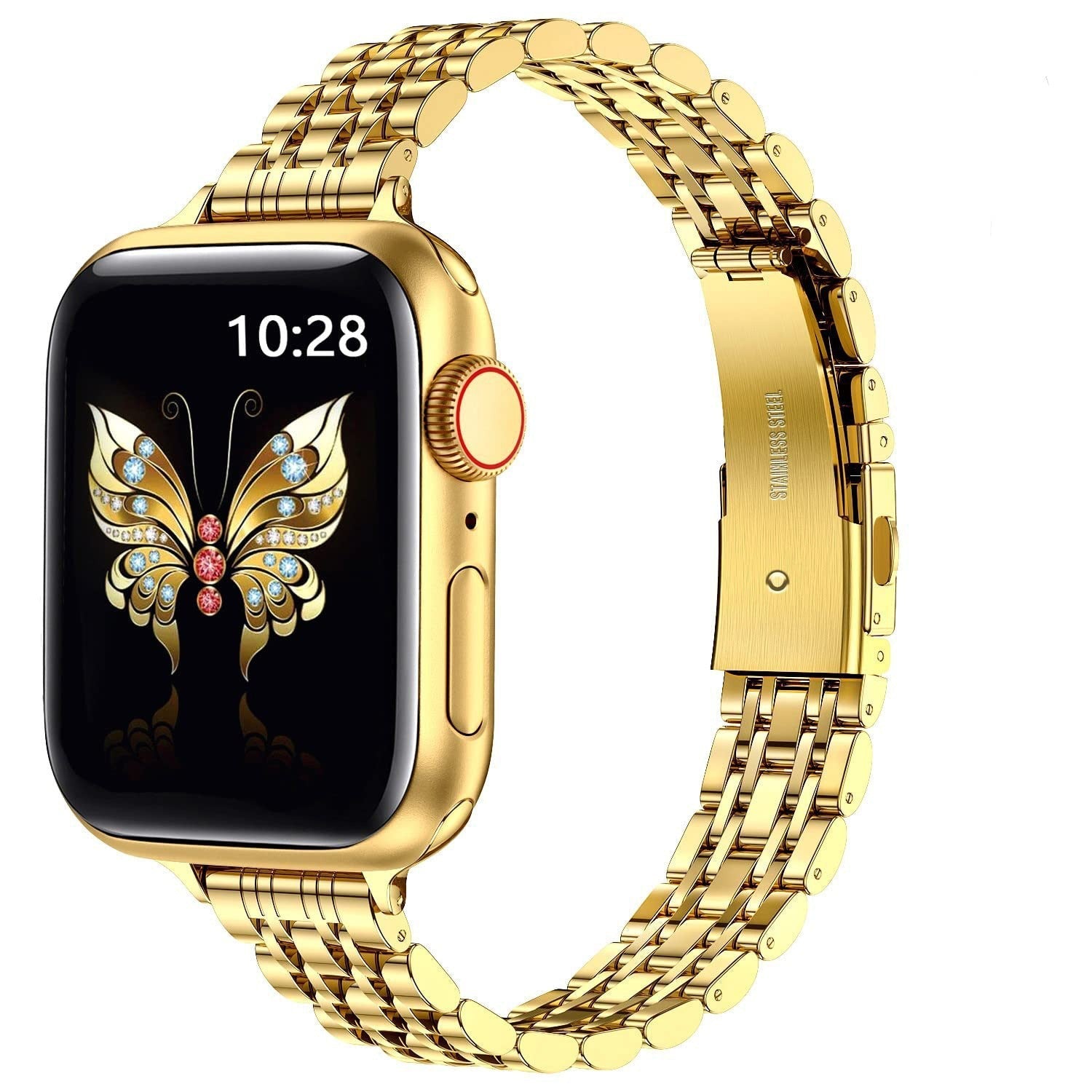 Straplix Slim Metal Band for Apple Watch – Lightweight Stainless Steel Strap Compatible with 38mm 40mm 41mm 42mm 44mm 45mm 46mm 49mm