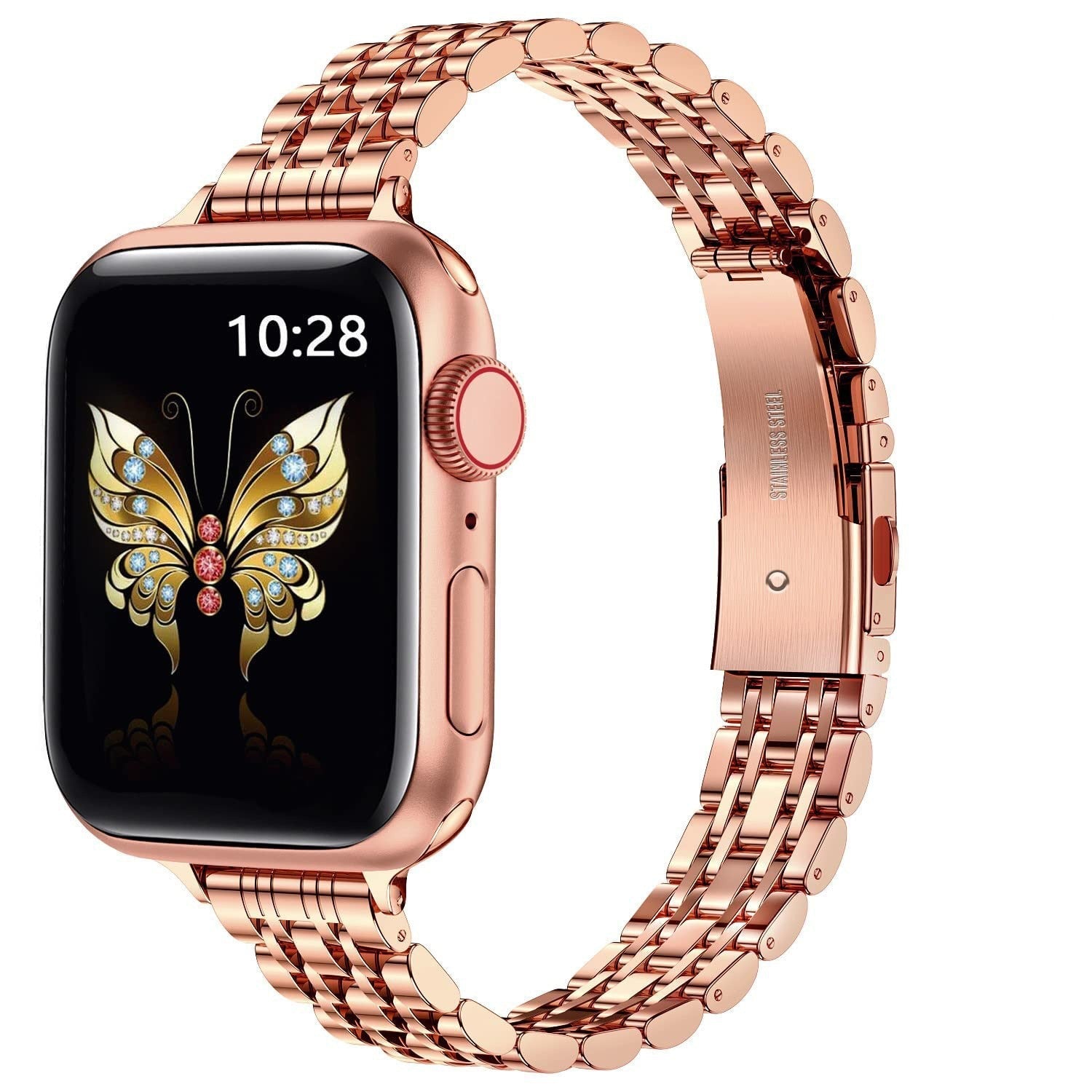 Straplix Slim Metal Band for Apple Watch – Lightweight Stainless Steel Strap Compatible with 38mm 40mm 41mm 42mm 44mm 45mm 46mm 49mm