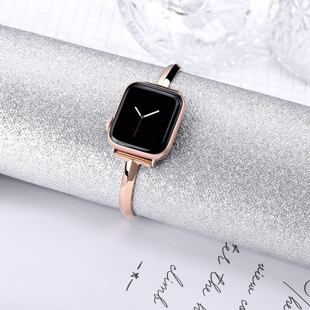 Straplix Slim Stainless Steel Bangle Band for Apple Watch – Minimalist Jewelry-Style Strap for Women, Compatible with 38mm 40mm 41mm 42mm 44mm 45mm 46mm 49mm