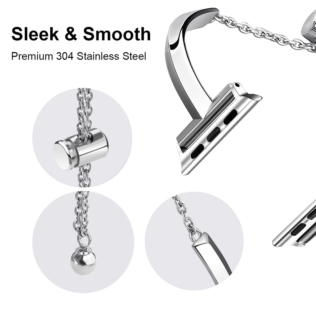 Straplix Slim Stainless Steel Bangle Band for Apple Watch – Minimalist Jewelry-Style Strap for Women, Compatible with 38mm 40mm 41mm 42mm 44mm 45mm 46mm 49mm