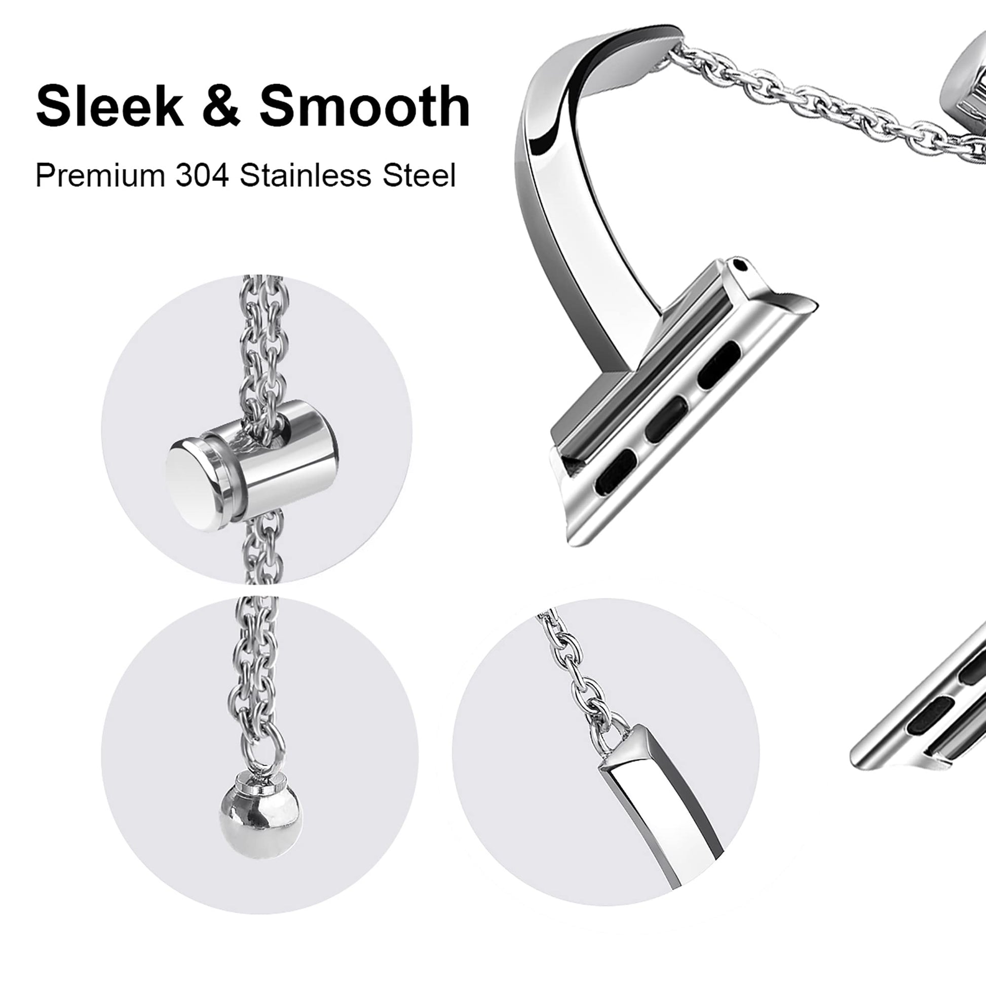 Straplix Slim Stainless Steel Bangle Band for Apple Watch – Minimalist Jewelry-Style Strap for Women, Compatible with 38mm 40mm 41mm 42mm 44mm 45mm 46mm 49mm
