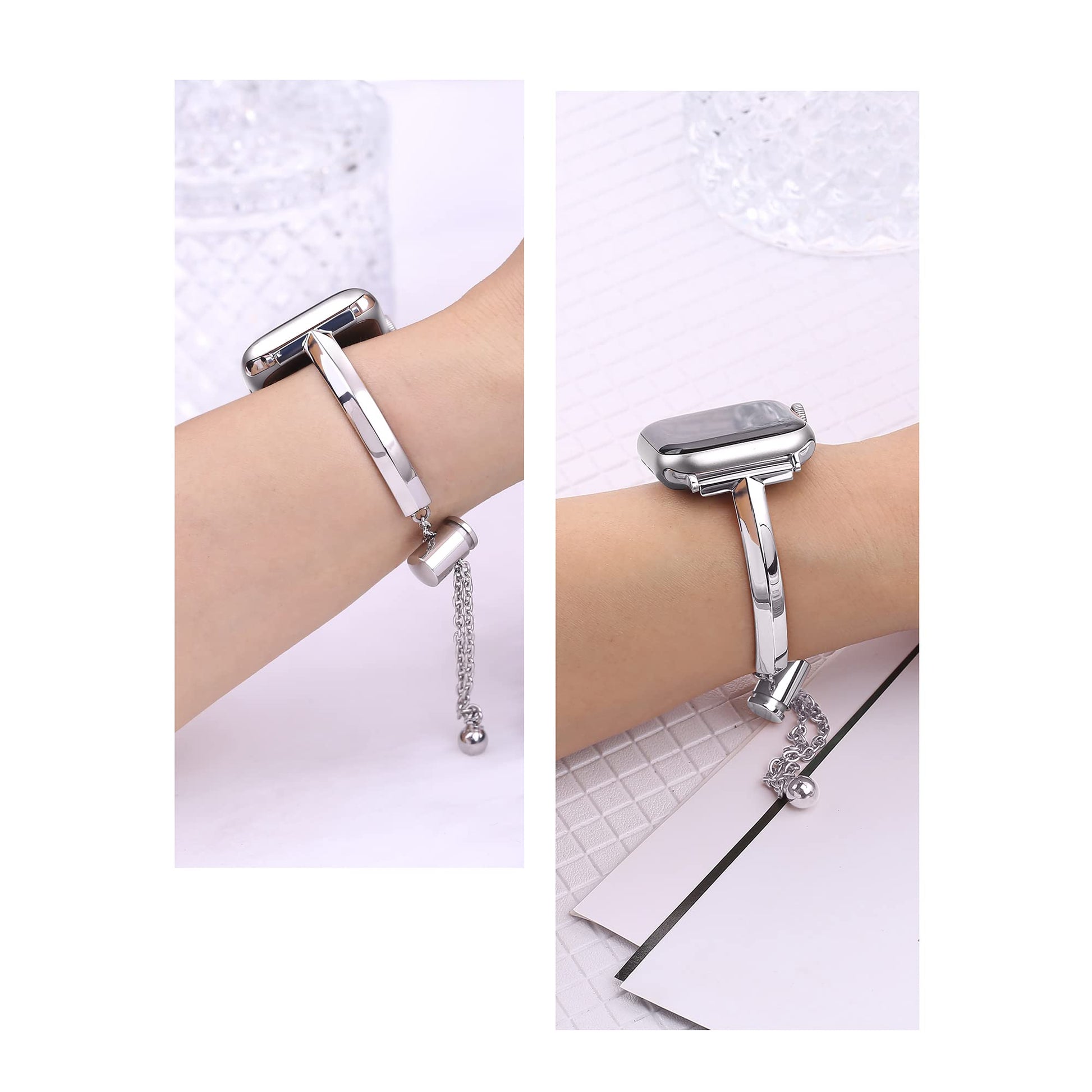 Straplix Slim Stainless Steel Bangle Band for Apple Watch – Minimalist Jewelry-Style Strap for Women, Compatible with 38mm 40mm 41mm 42mm 44mm 45mm 46mm 49mm