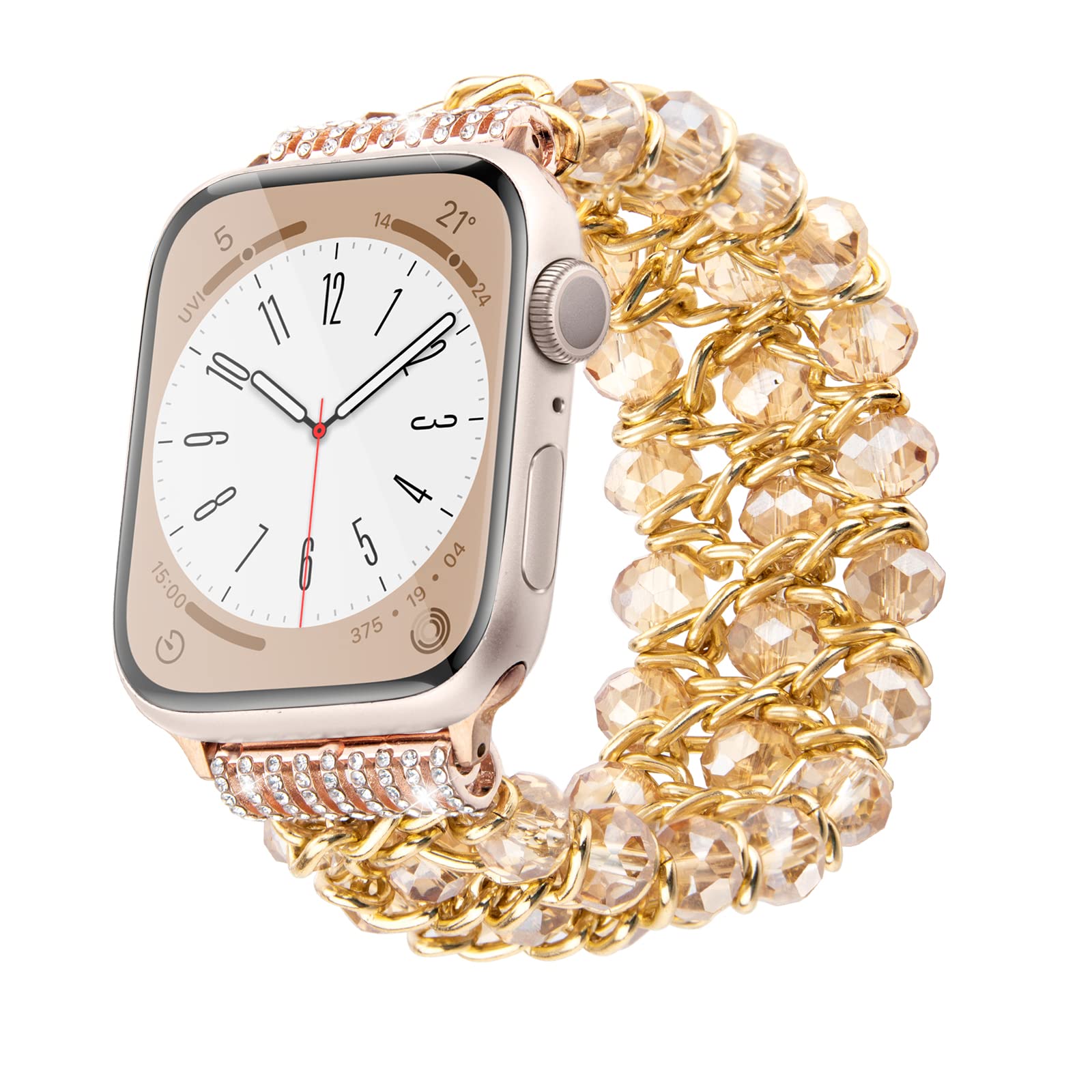 Straplix Sparkly Beaded Band for Apple Watch – Crystal Bracelet Strap for Women, Compatible with 38mm 40mm 41mm 42mm 44mm 45mm 46mm 49mm