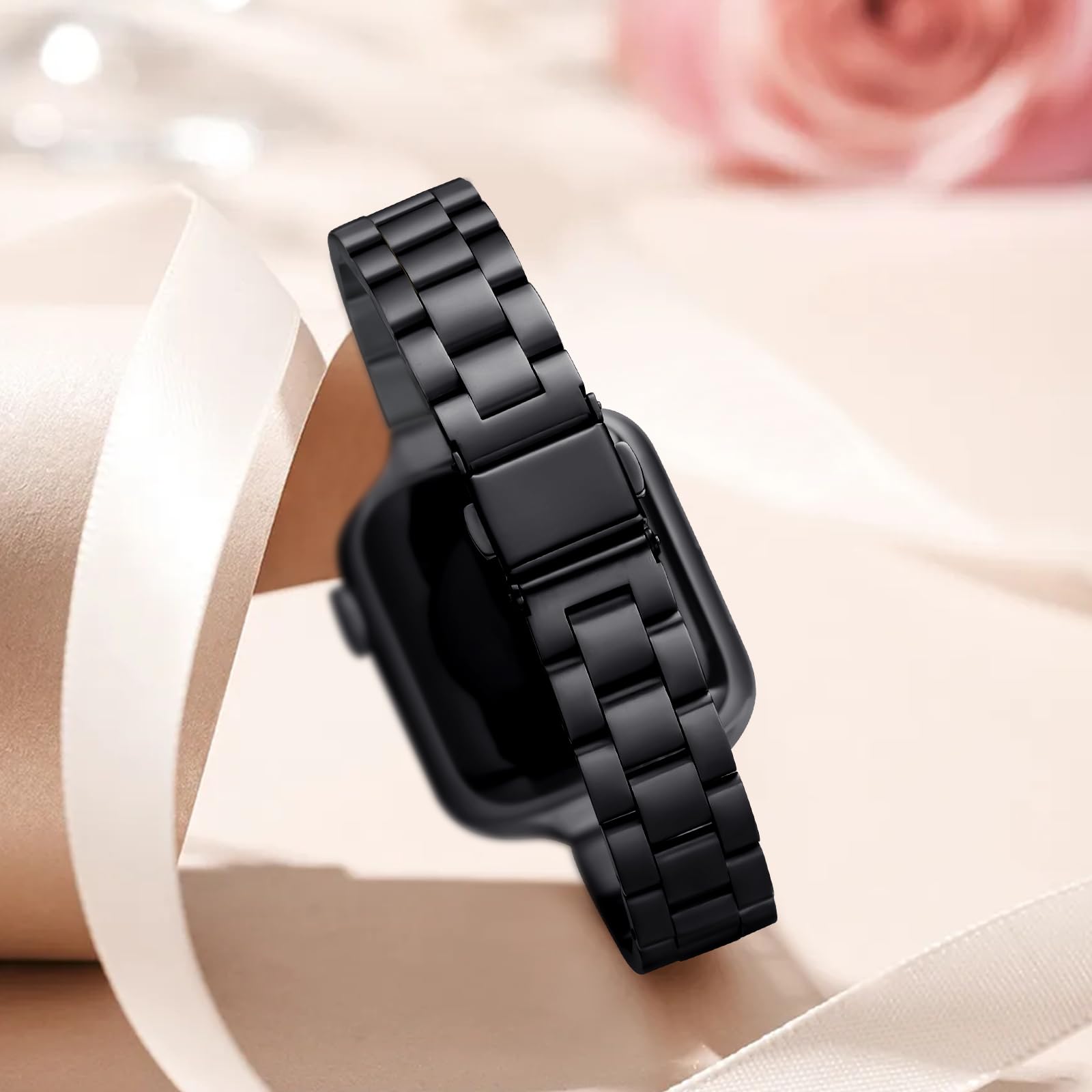 Straplix Thin Adjustable Stainless Steel Band for Apple Watch – Elegant Metal Strap for Women, Compatible with 38mm 40mm 41mm 42mm 44mm 45mm 46mm 49mm