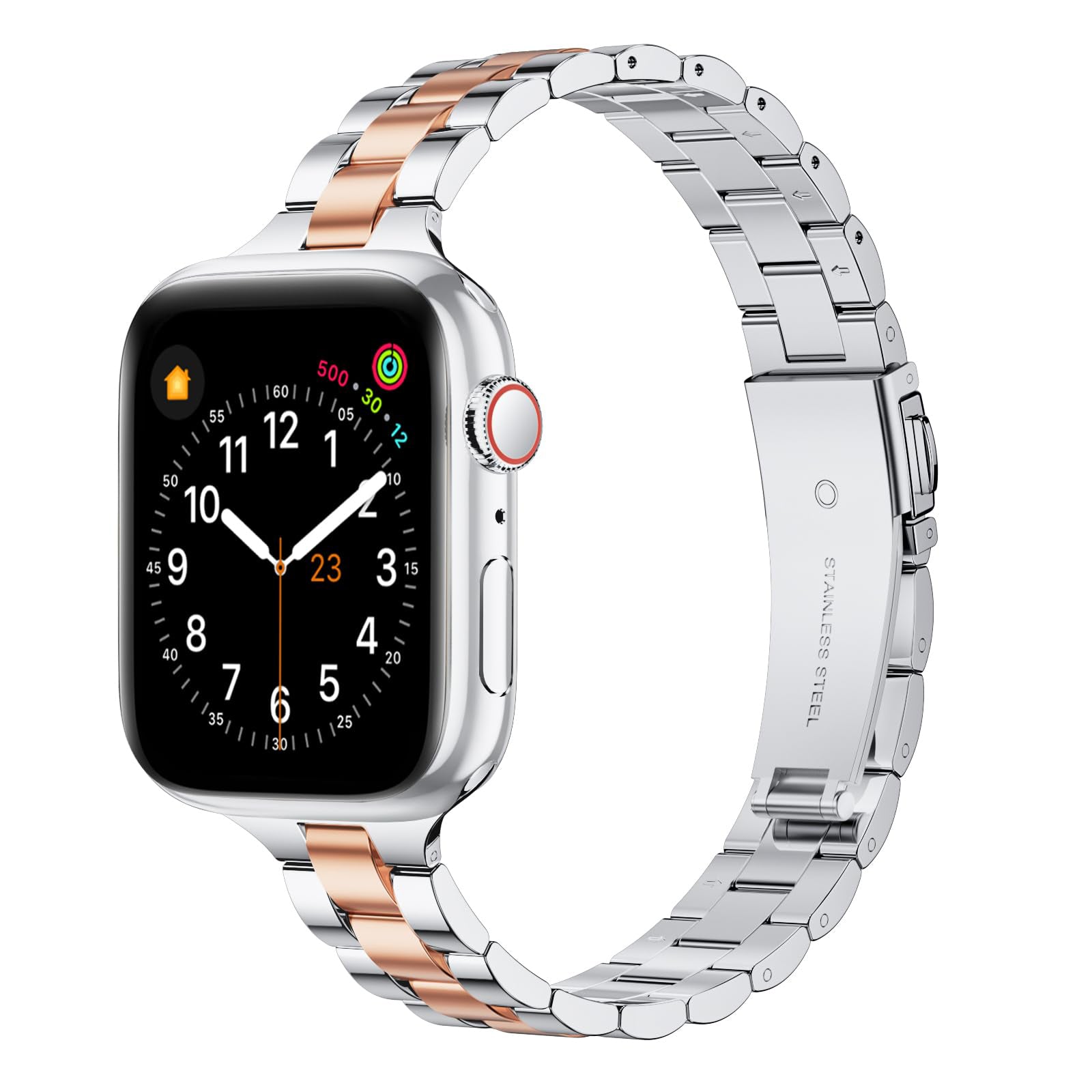 Straplix Thin Adjustable Stainless Steel Band for Apple Watch – Elegant Metal Strap for Women, Compatible with 38mm 40mm 41mm 42mm 44mm 45mm 46mm 49mm