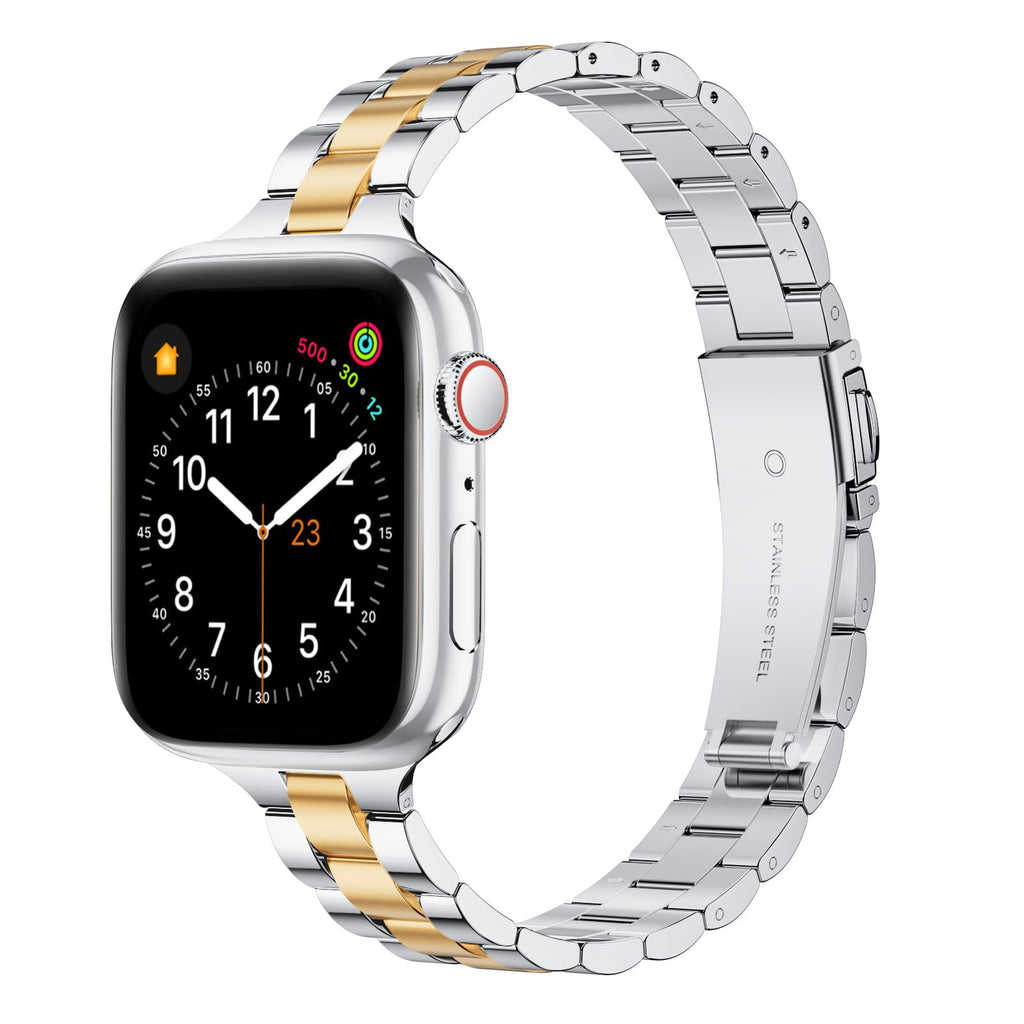 Straplix Thin Adjustable Stainless Steel Band for Apple Watch – Elegant Metal Strap for Women, Compatible with 38mm 40mm 41mm 42mm 44mm 45mm 46mm 49mm