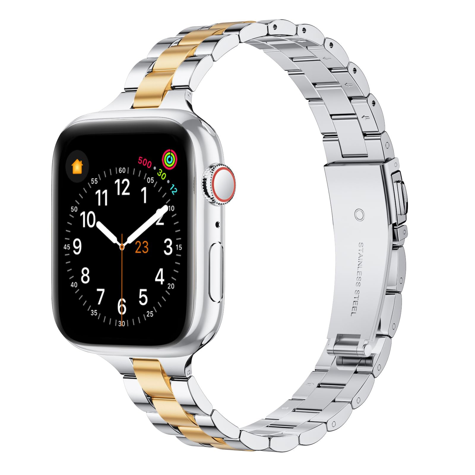Straplix Thin Adjustable Stainless Steel Band for Apple Watch – Elegant Metal Strap for Women, Compatible with 38mm 40mm 41mm 42mm 44mm 45mm 46mm 49mm