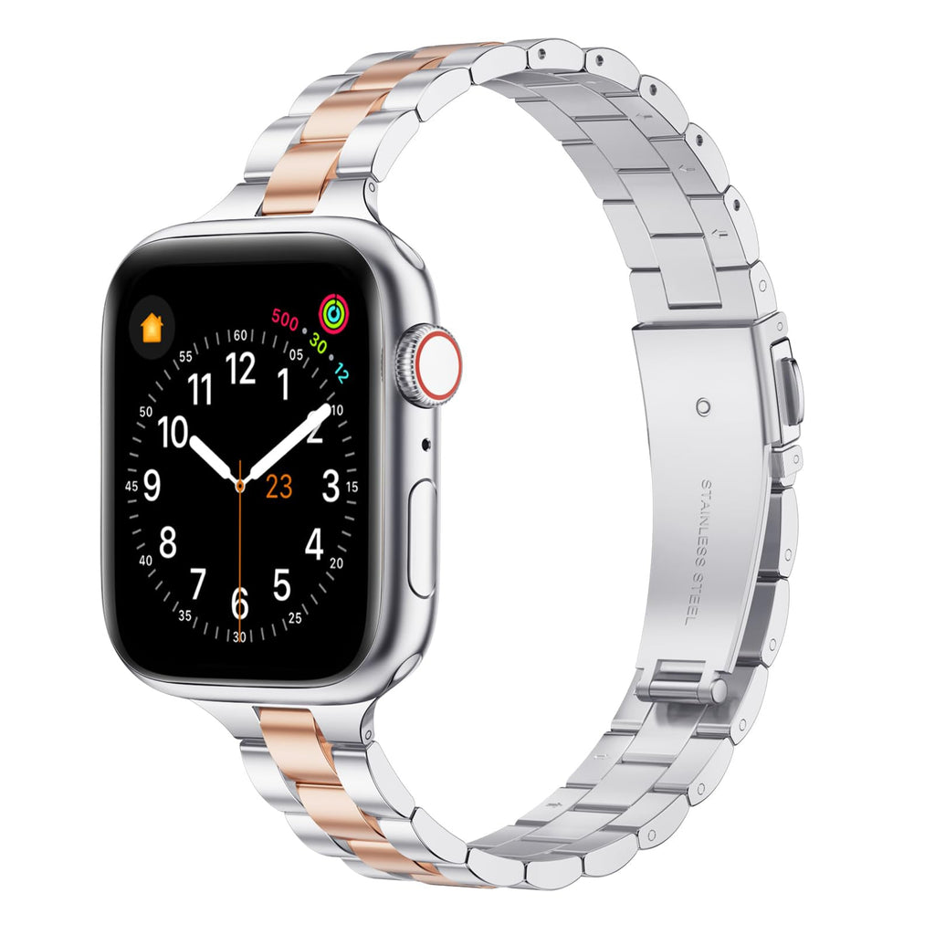 Straplix Thin Adjustable Stainless Steel Band for Apple Watch – Elegant Metal Strap for Women, Compatible with 38mm 40mm 41mm 42mm 44mm 45mm 46mm 49mm