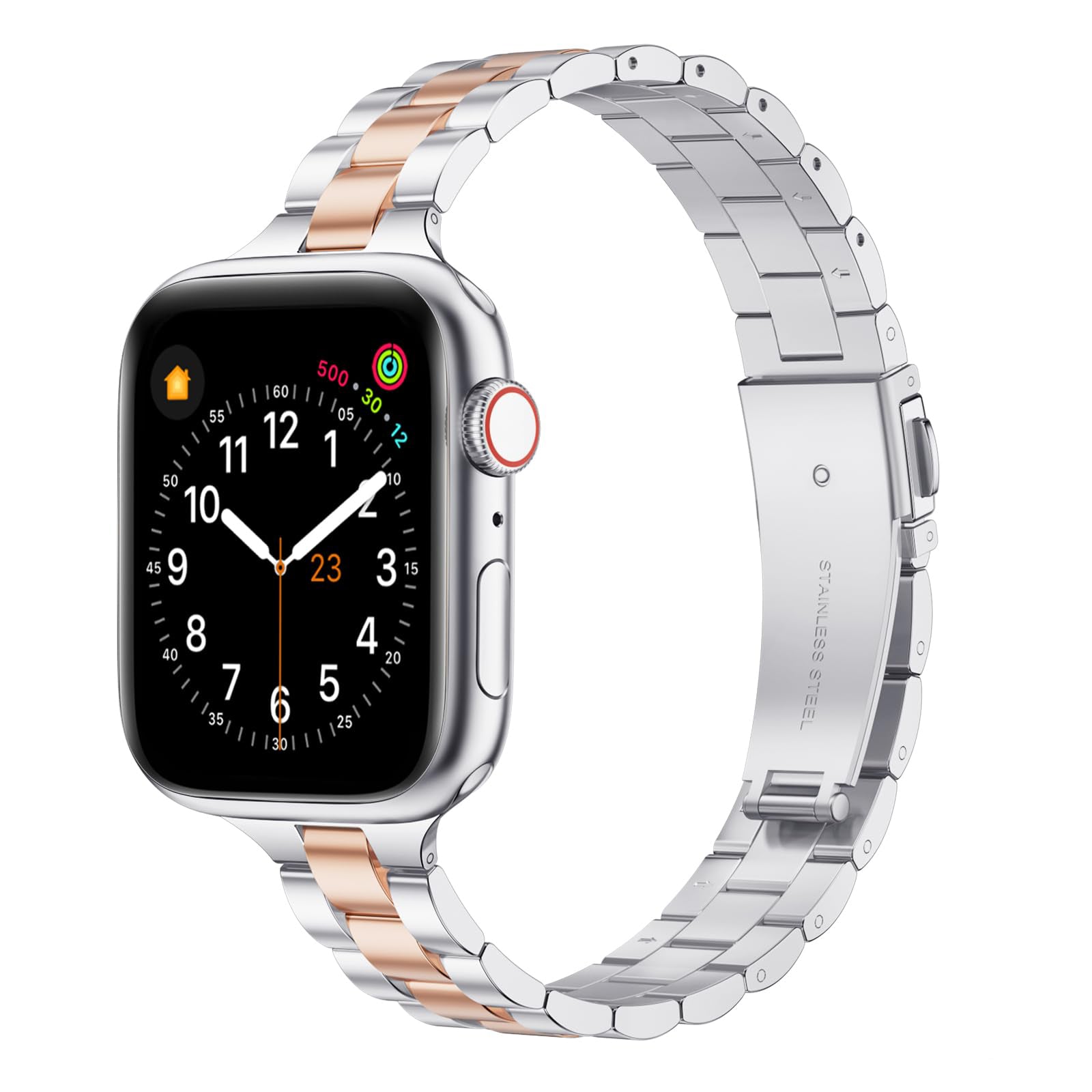 Straplix Thin Adjustable Stainless Steel Band for Apple Watch – Elegant Metal Strap for Women, Compatible with 38mm 40mm 41mm 42mm 44mm 45mm 46mm 49mm