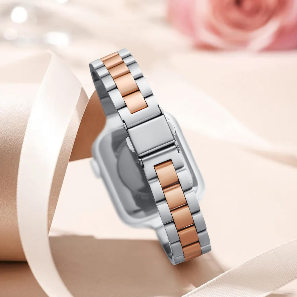 Straplix Thin Adjustable Stainless Steel Band for Apple Watch – Elegant Metal Strap for Women, Compatible with 38mm 40mm 41mm 42mm 44mm 45mm 46mm 49mm