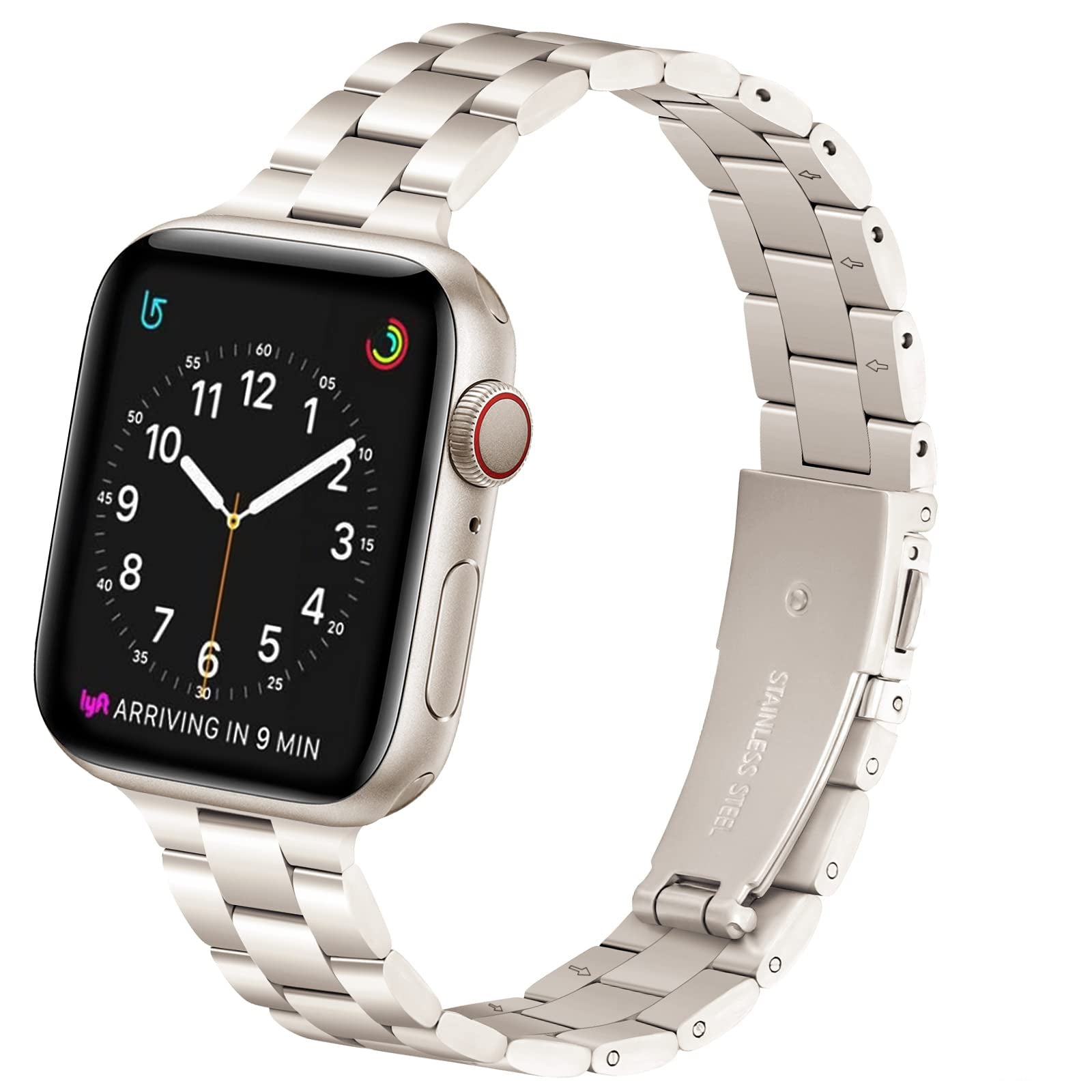 Straplix Thin Adjustable Stainless Steel Band for Apple Watch – Elegant Metal Strap for Women, Compatible with 38mm 40mm 41mm 42mm 44mm 45mm 46mm 49mm