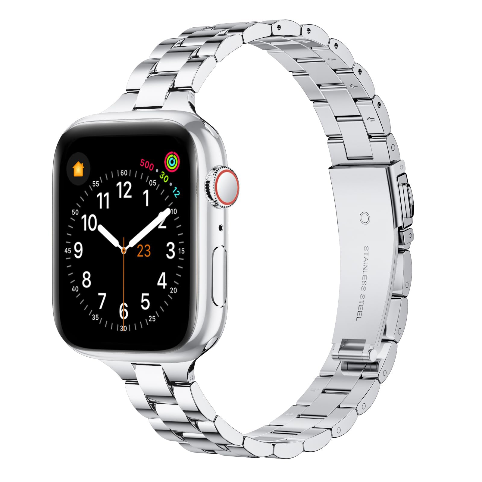 Straplix Thin Adjustable Stainless Steel Band for Apple Watch – Elegant Metal Strap for Women, Compatible with 38mm 40mm 41mm 42mm 44mm 45mm 46mm 49mm