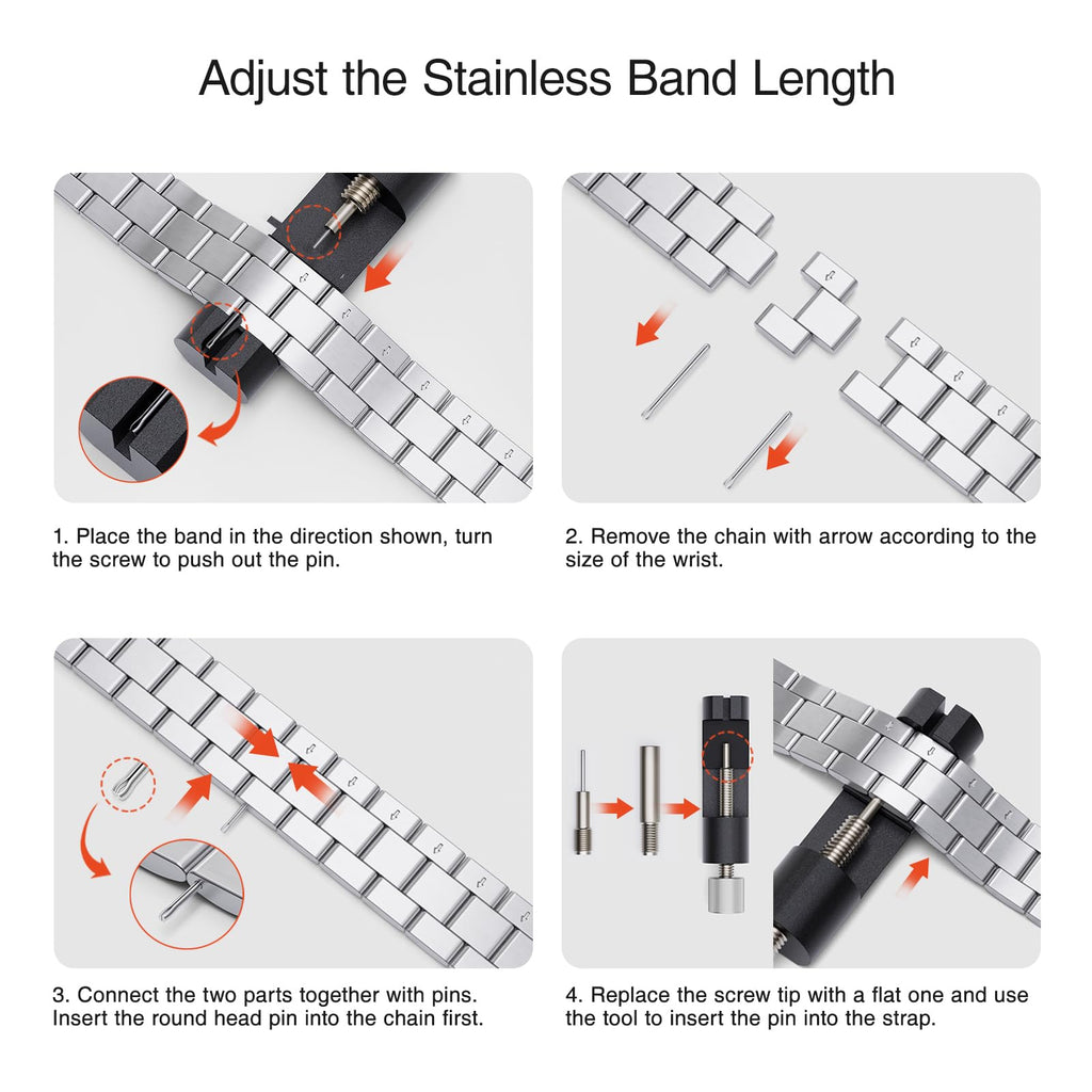 Straplix Thin Adjustable Stainless Steel Band for Apple Watch – Elegant Metal Strap for Women, Compatible with 38mm 40mm 41mm 42mm 44mm 45mm 46mm 49mm