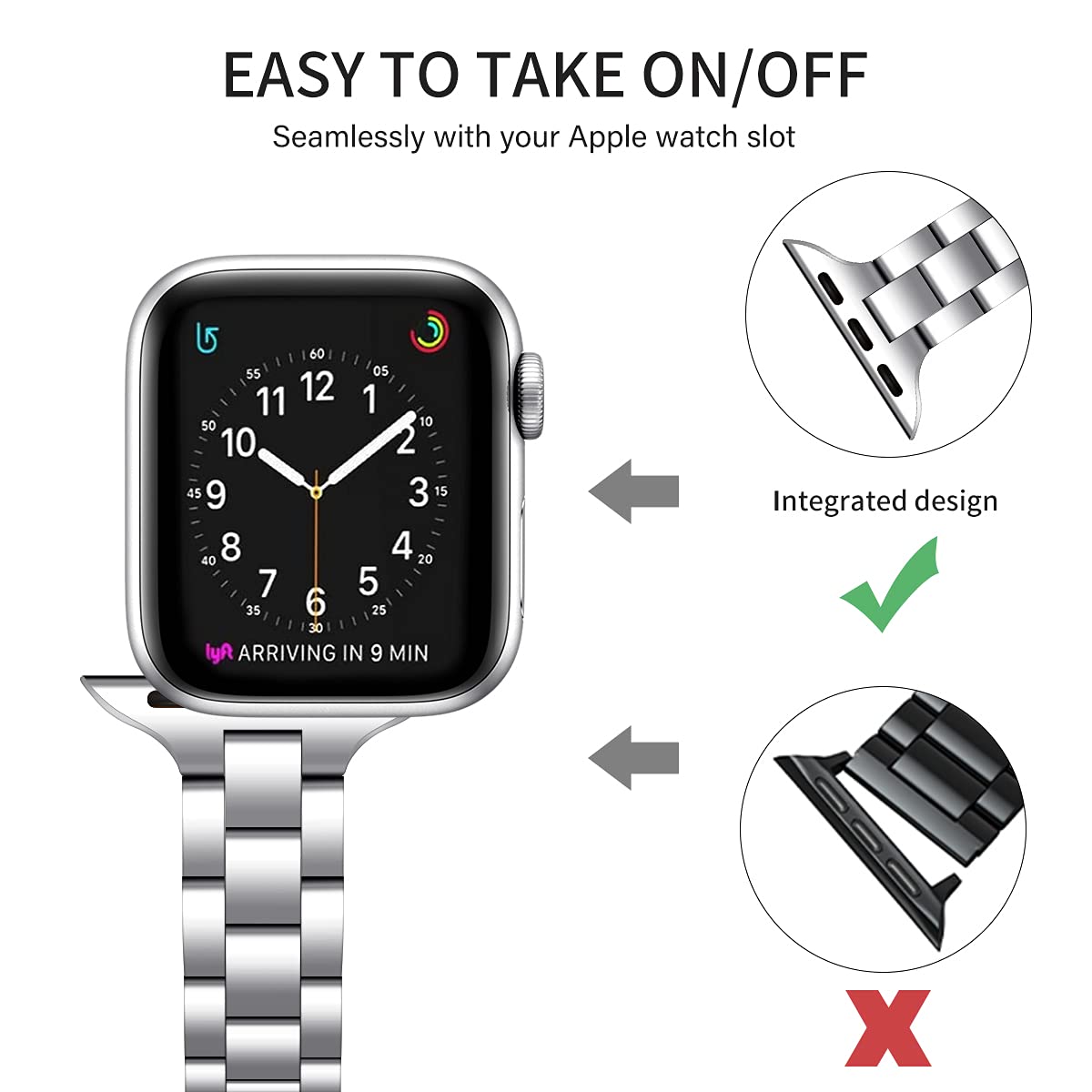 Straplix Thin Adjustable Stainless Steel Band for Apple Watch – Elegant Metal Strap for Women, Compatible with 38mm 40mm 41mm 42mm 44mm 45mm 46mm 49mm