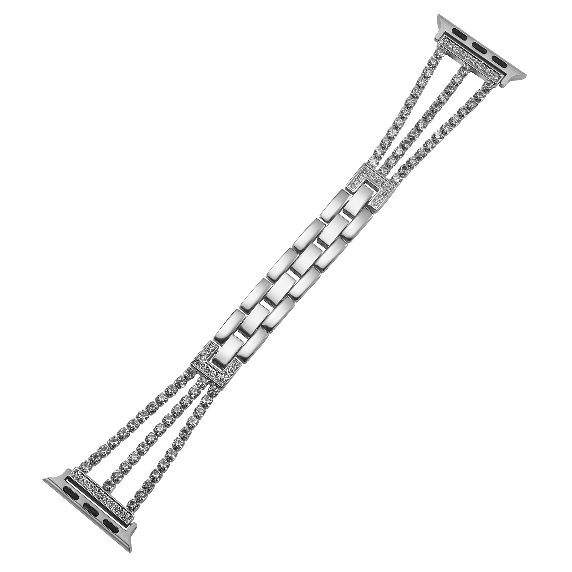 Straplix Triple Row Rhinestone Chain Band for Apple Watch – Sparkling Metal Bracelet Strap for Women, Compatible with 38mm 40mm 41mm 42mm 44mm 45mm 46mm 49mm