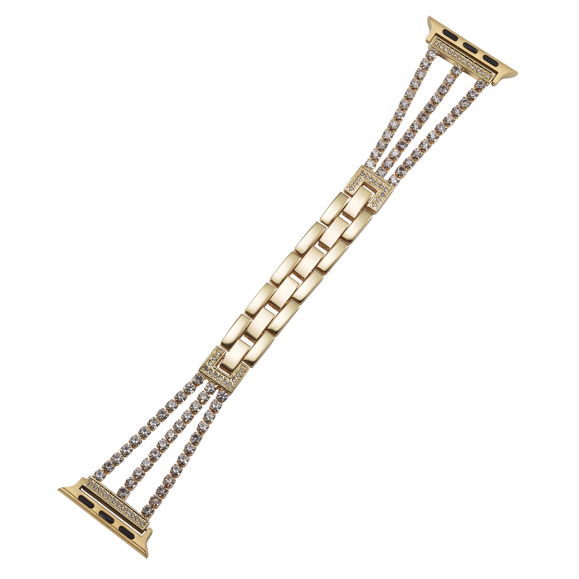 Straplix Triple Row Rhinestone Chain Band for Apple Watch – Sparkling Metal Bracelet Strap for Women, Compatible with 38mm 40mm 41mm 42mm 44mm 45mm 46mm 49mm