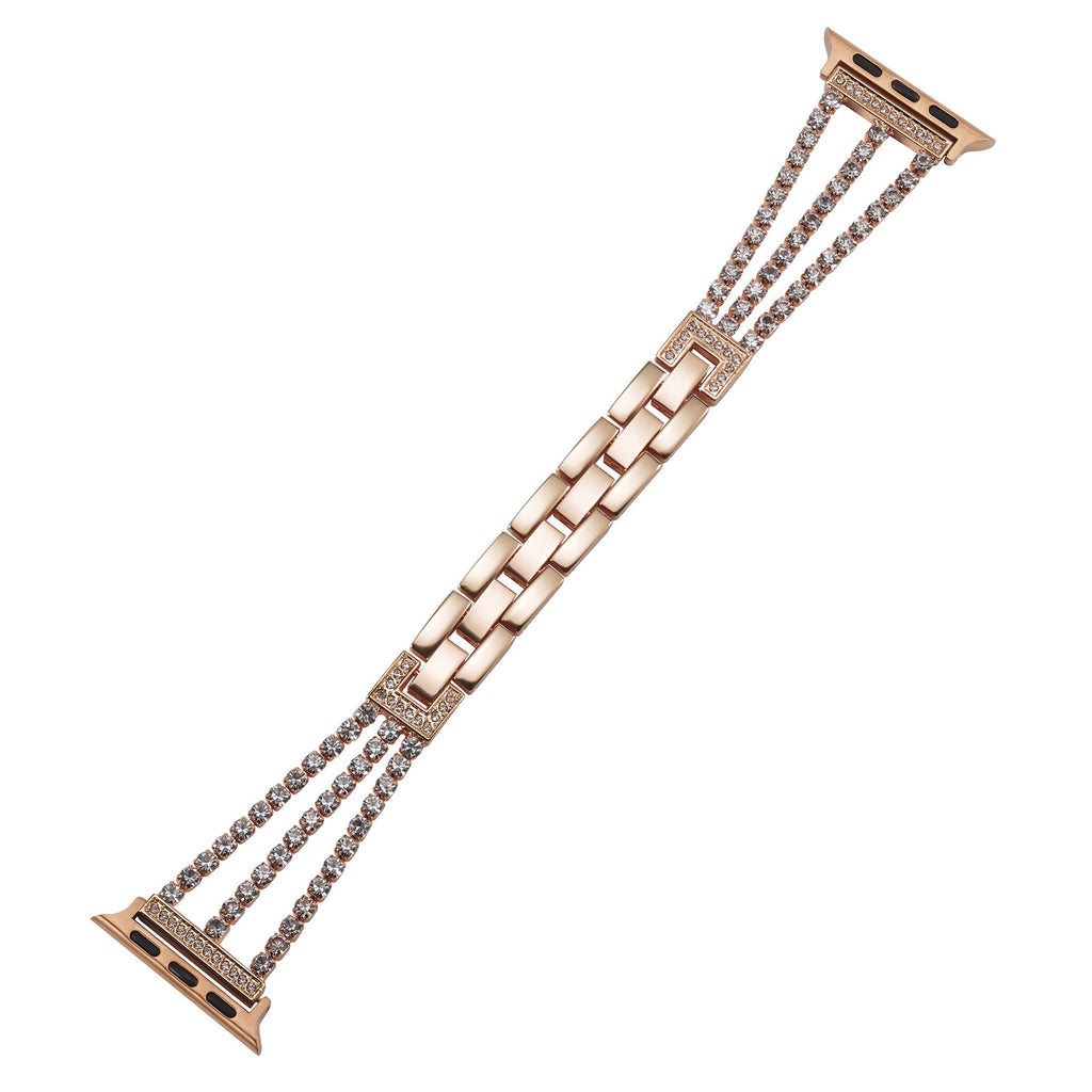 Straplix Triple Row Rhinestone Chain Band for Apple Watch – Sparkling Metal Bracelet Strap for Women, Compatible with 38mm 40mm 41mm 42mm 44mm 45mm 46mm 49mm