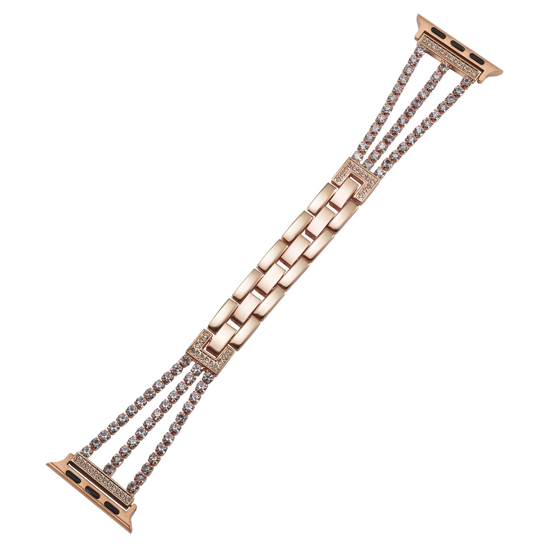 Straplix Triple Row Rhinestone Chain Band for Apple Watch – Sparkling Metal Bracelet Strap for Women, Compatible with 38mm 40mm 41mm 42mm 44mm 45mm 46mm 49mm