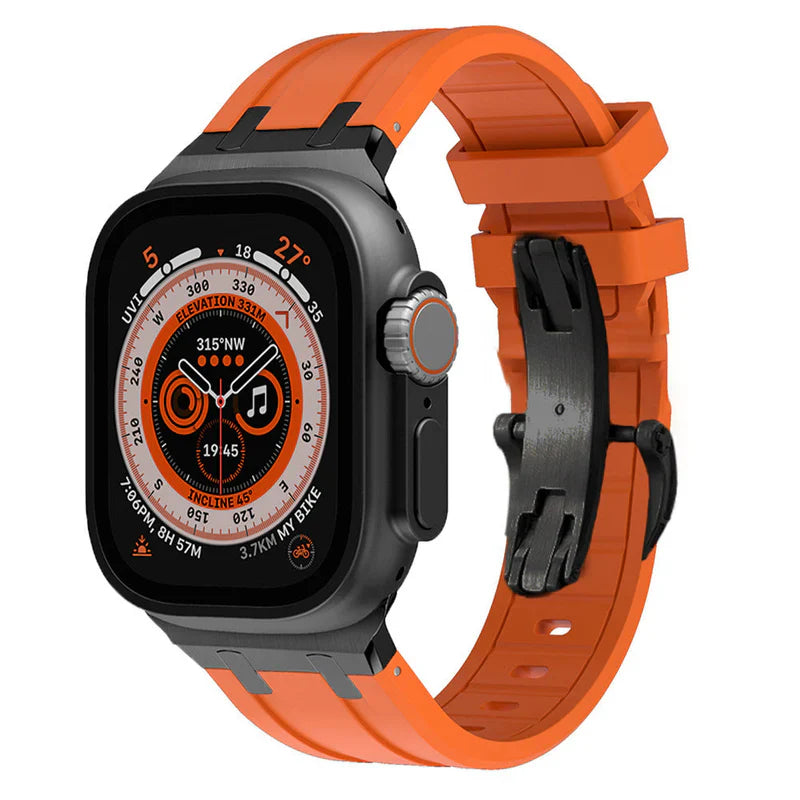 Thick Silicone Band with Titanium Adapter Compatible with Apple Watch – Rugged Strap for Series 1–9 & Ultra