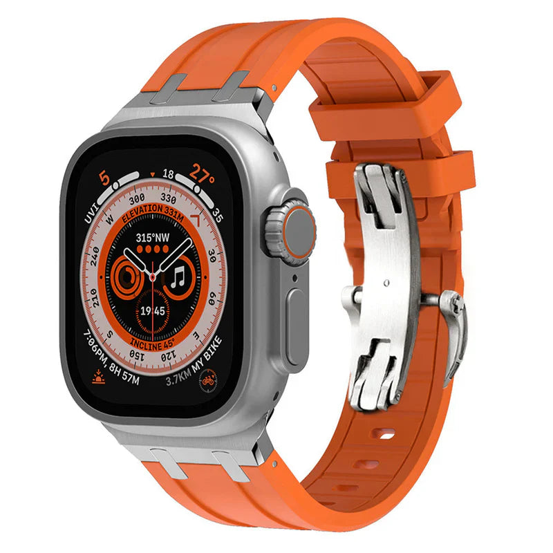 Thick Silicone Band with Titanium Adapter Compatible with Apple Watch – Rugged Strap for Series 1–9 & Ultra