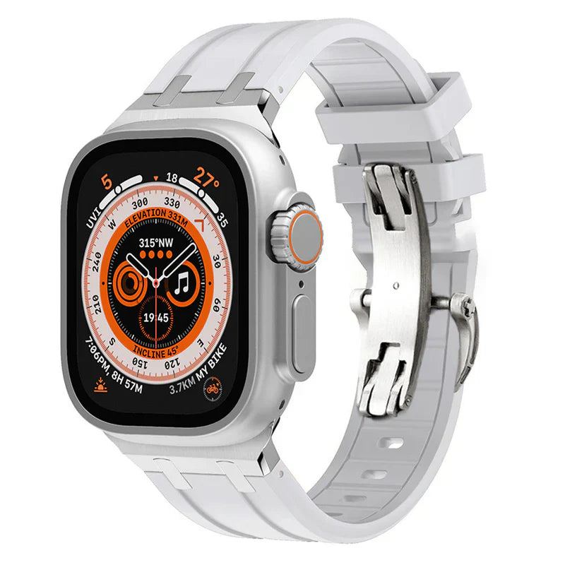 Thick Silicone Band with Titanium Adapter Compatible with Apple Watch – Rugged Strap for Series 1–9 & Ultra