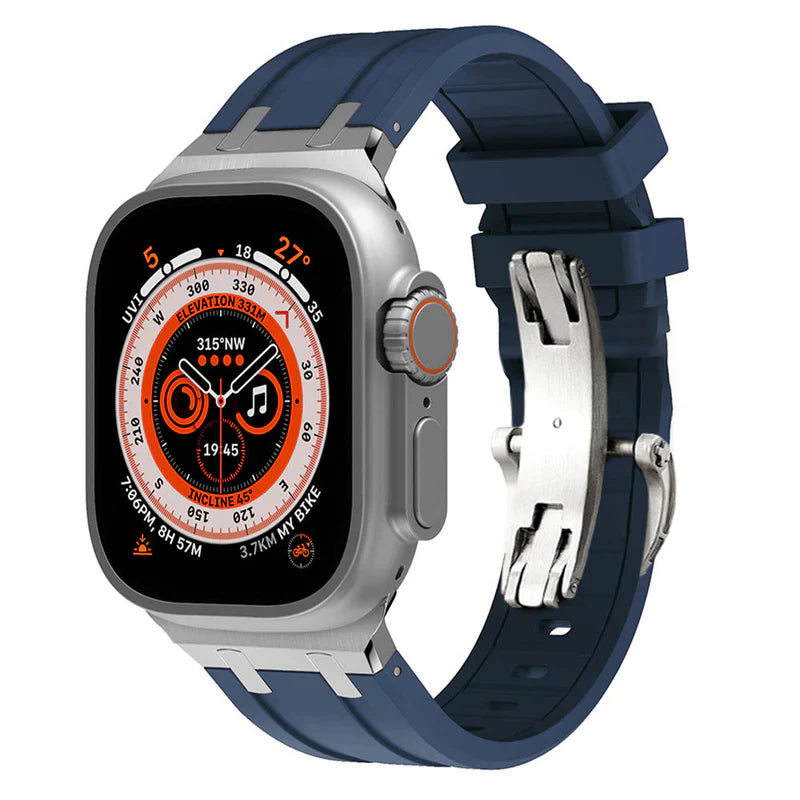 Thick Silicone Band with Titanium Adapter Compatible with Apple Watch – Rugged Strap for Series 1–9 & Ultra