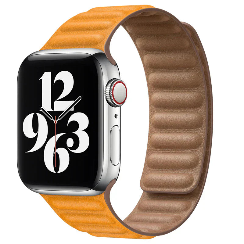 Straplix Magnetic Leather Link Band for Apple Watch – Genuine Leather Strap Compatible with 40mm 41mm 42mm 44mm 45mm 46mm 49mm