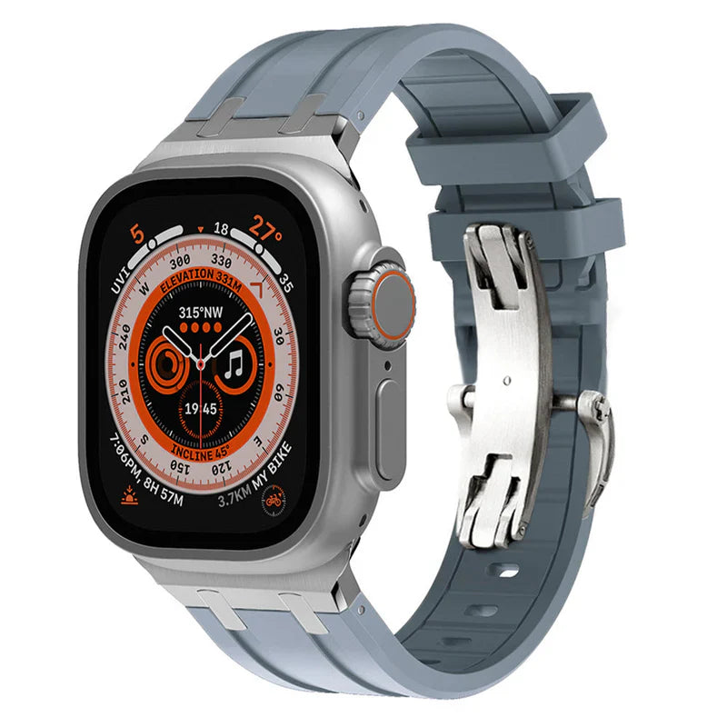Thick Silicone Band with Titanium Adapter Compatible with Apple Watch – Rugged Strap for Series 1–9 & Ultra